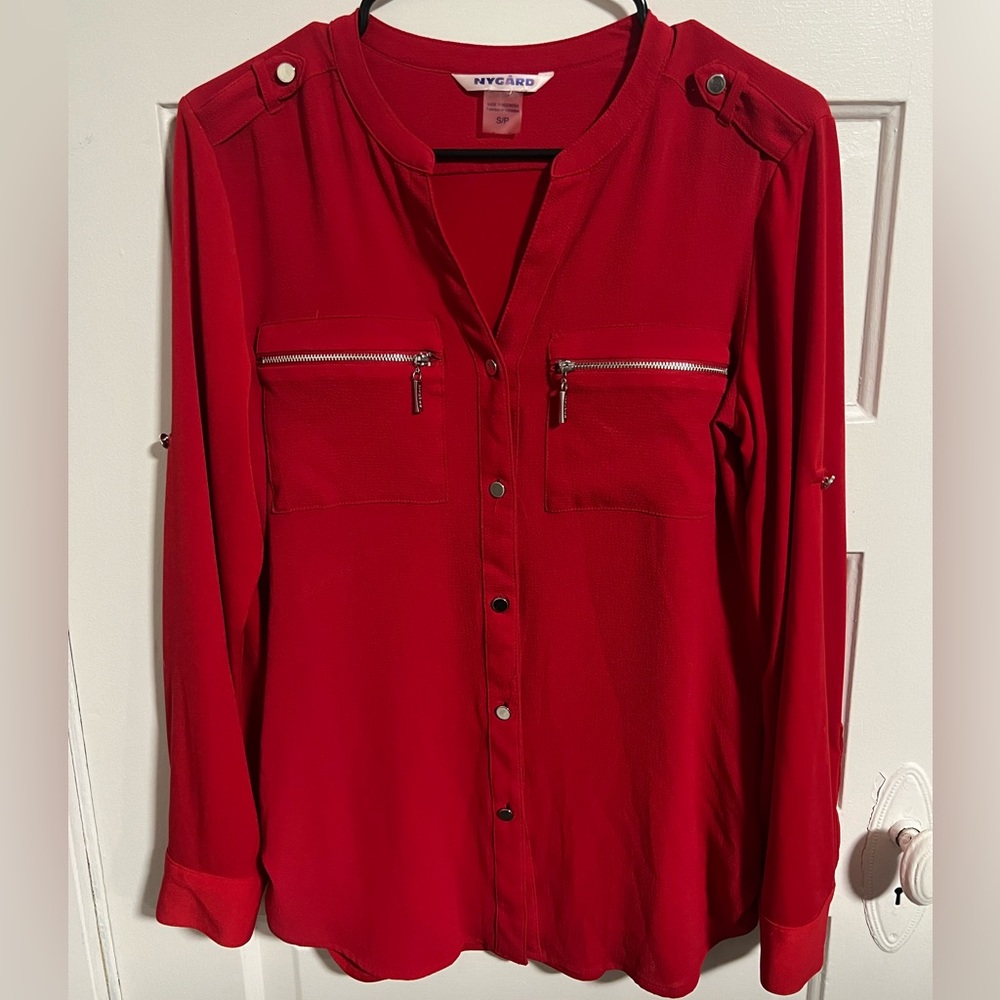 Red long sleeve blouse